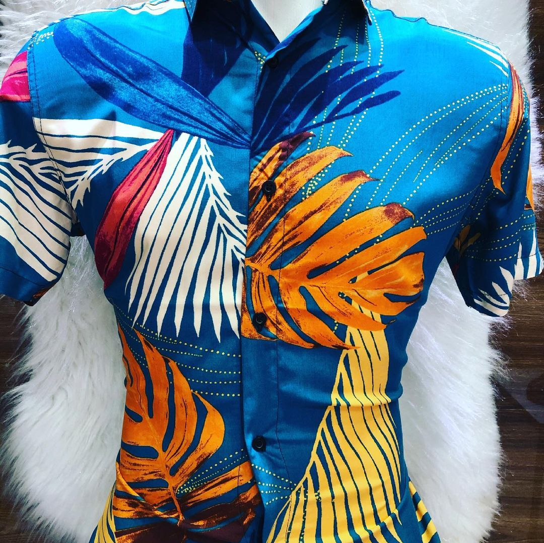 Camisa Florida Laranja Masculina